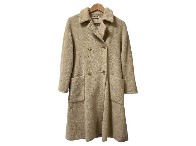 Max Mara Alpaca Double-breasted Long Coat Beige