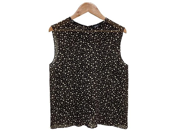 Camicetta senza maniche in chiffon stampato Theory CONTINUOUS SHELL Marrone