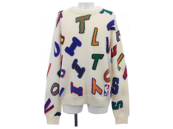 Louis Vuitton NBA Letter Crewneck Strickpullover Weiß Blau Grün Orange