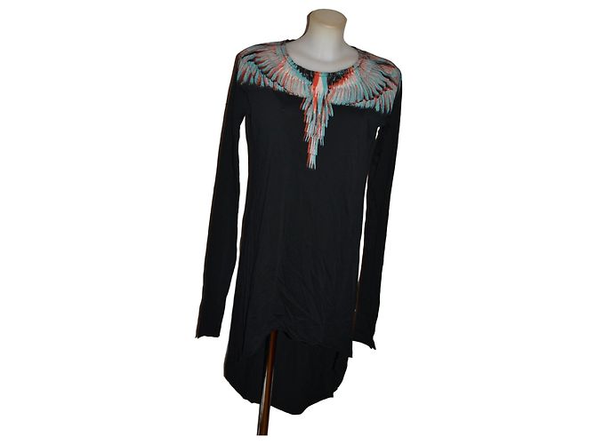 Autre Marque Marcelo Burlon Kleid mit Flügelprint Schwarz Mehrfarben