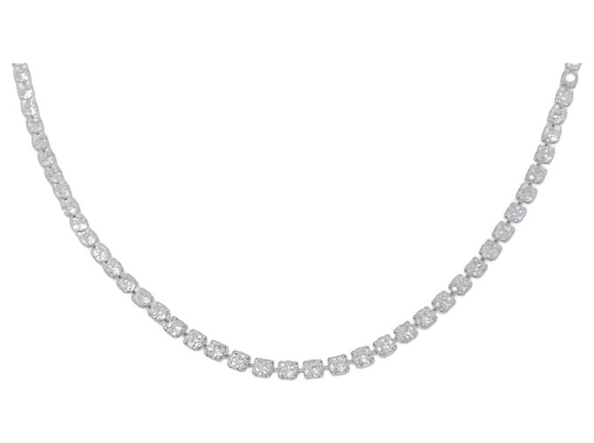 Autre Marque Pt850 Diamant-Halskette Silber