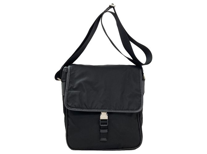 Borsa a tracolla in nylon nero Prada