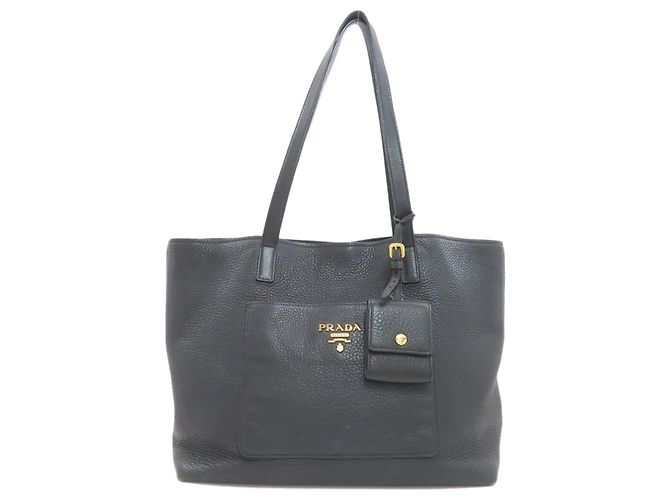 Borsa Tote Prada in pelle nera con logo Nero