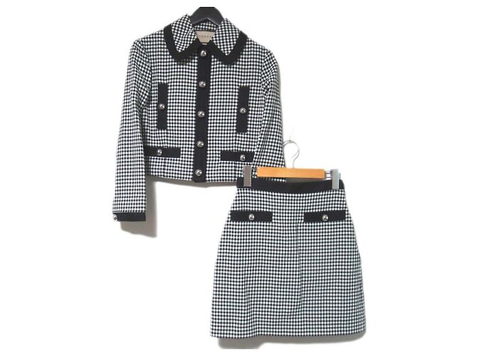 Gucci Gingham-Karo-Set Schwarz Weiß