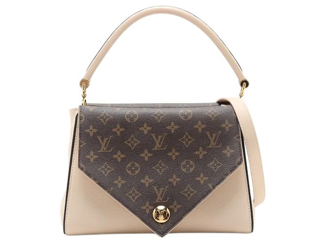 Louis Vuitton Double V Handtasche aus Kalbsleder mit Monogram Canvas Beige