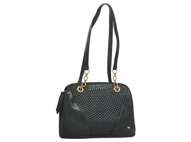 Bally Vintage gestepptes Leder Schwarz
