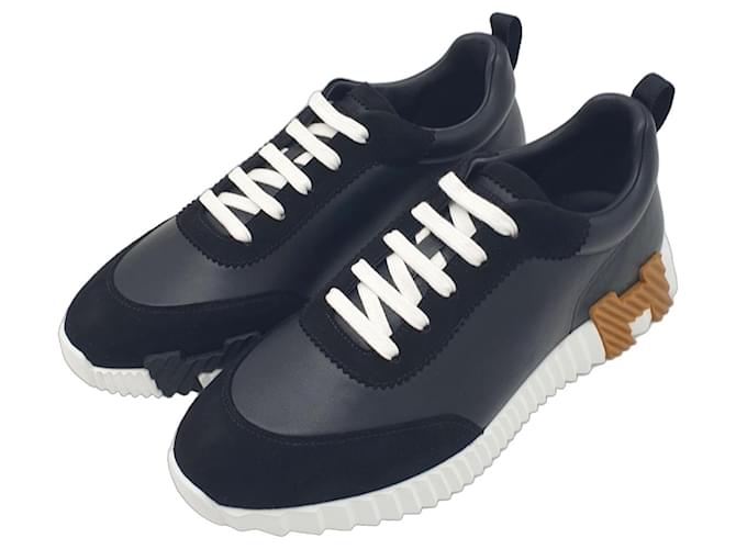 Hermès Bouncing Baskets en cuir de veau et daim Noir Orange
