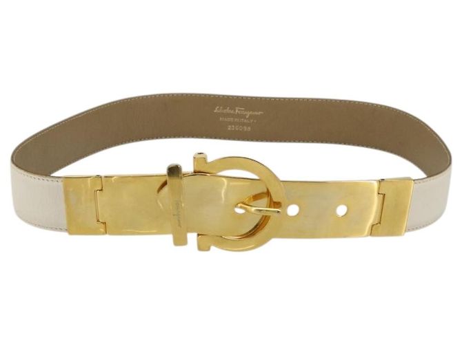 Cinturón reversible de cuero Salvatore Ferragamo con hebilla Gancini Talla Medium Blanco