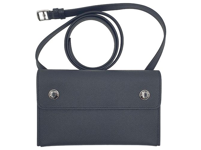 Hermès Hermesnap Portefeuille Noir Cuir Epsom