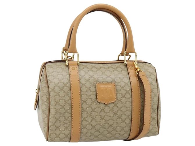 Céline Sac à main CELINE Macadam Canvas PVC 2way Beige Gold Auth 178288A Doré