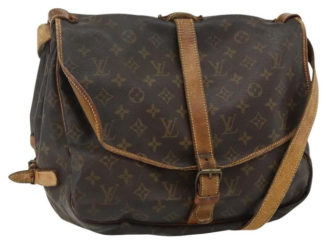 LOUIS VUITTON Bolsa de Ombro Monogram Saumur 35 M42254 LV Auth hk3754
