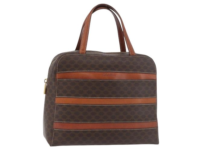 Céline Sac à main CELINE Macadam Canvas PVC Cuir Marron Or Auth 178762 Doré