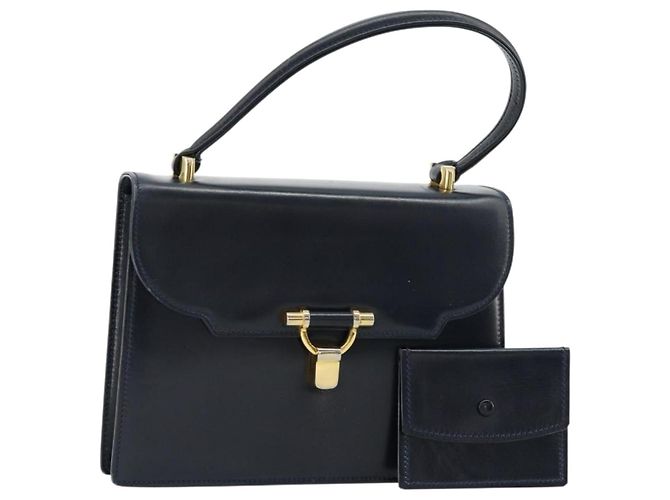 Borsa GUCCI in pelle blu navy e oro Auth 177606 D'oro