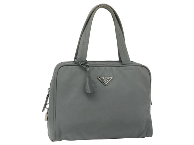 Borsa a mano PRADA Nylon Grigio Argento Autentica 180192A Marrone