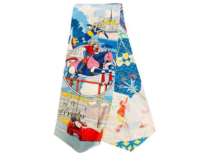 Sciarpa in seta Hermès Le Premier Chant Wow Multi Rosso / Bianco / Blu Multicolore