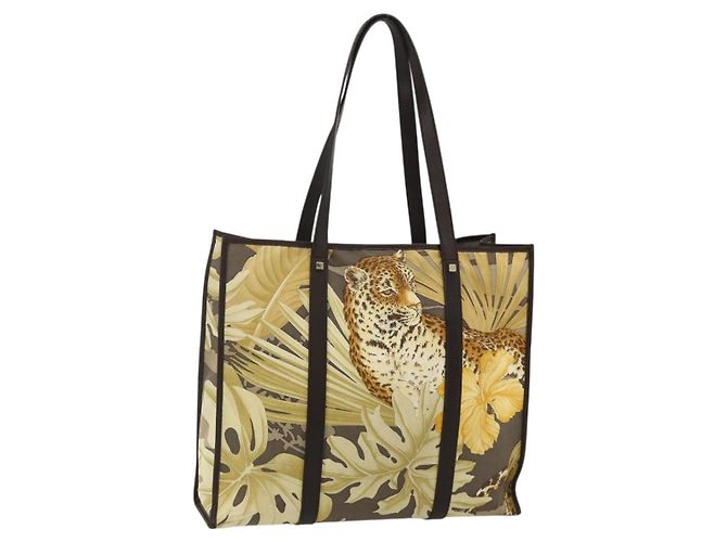 Borsa Tote Salvatore Ferragamo in nylon marrone e oro Auth 179217A D'oro