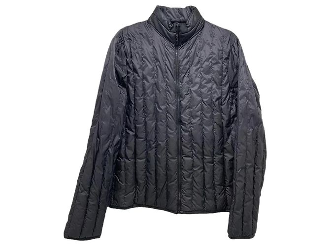 Sandro Black Polyamide and Leather Collar Jacket