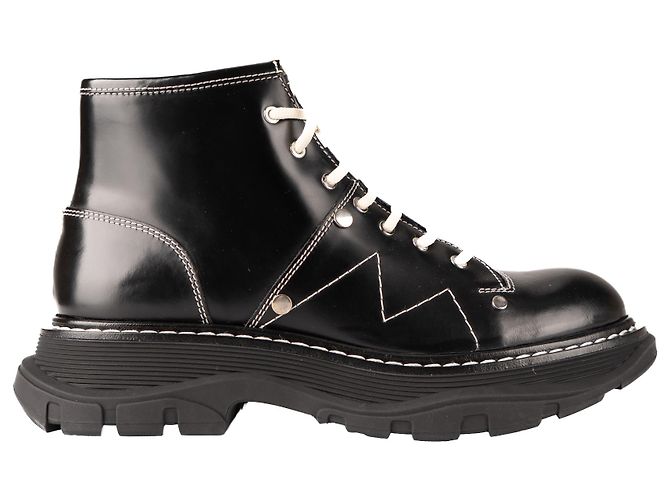 Stivaletti con lacci Alexander McQueen Tread Slick in pelle nera da donna EU 38.5 Nero