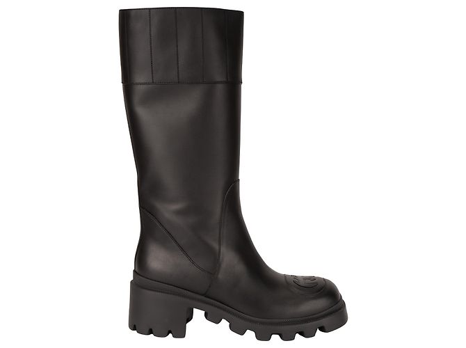 Botas altas Gucci Interlocking G Lifford de cuero negro para mujer EU 40