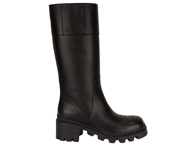 Botas altas de cuero Gucci Trip Interlocking G Black Mujer EU 40.5 US 10.5 Negro