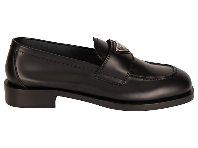 Mocassini in pelle spazzolata non foderati Prada Black Donna EU 37.5 Nero