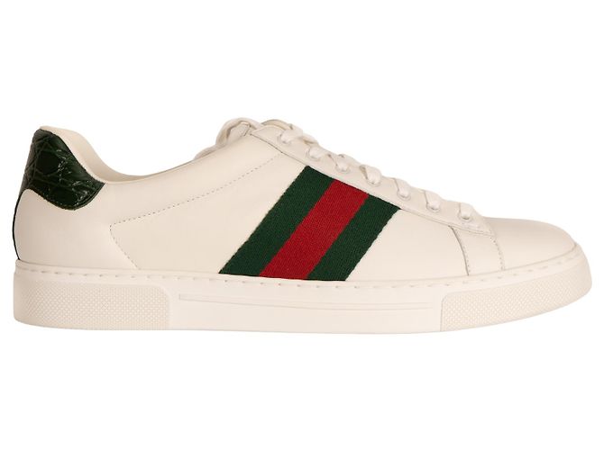 Sneaker Gucci Ace con Web in pelle bianca da uomo EU 43.5 Bianco