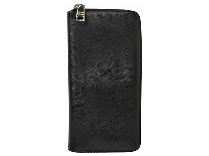 Prada Black Leather Long Wallet