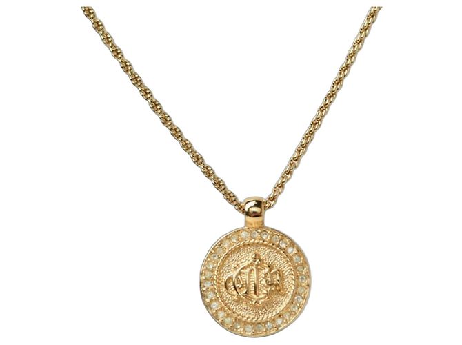 Collana Christian Dior placcata oro con strass D'oro
