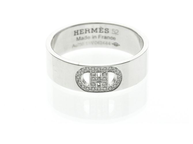 Ring Hermès Anello H D'ancre con diamanti Hermes Argento