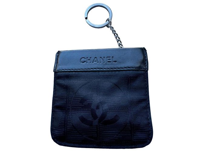 Chanel Geldbörse aus schwarzem Canvas mit CC-Logo