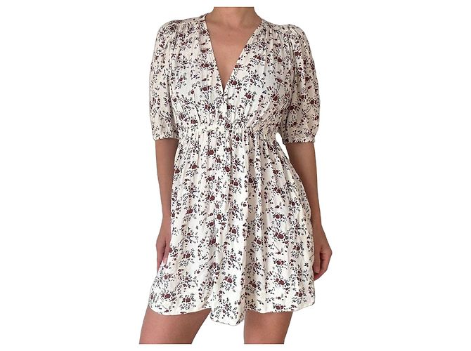 Ganni weißes Mini-Kleid mit Blumenprint