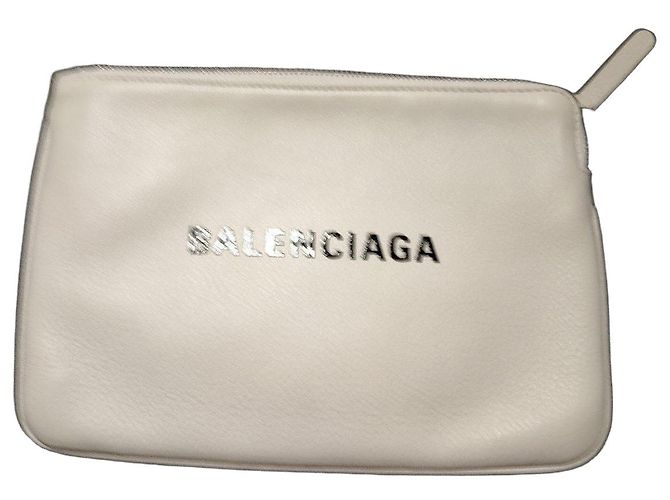 Balenciaga Everyday L Clutch Weiß Leder