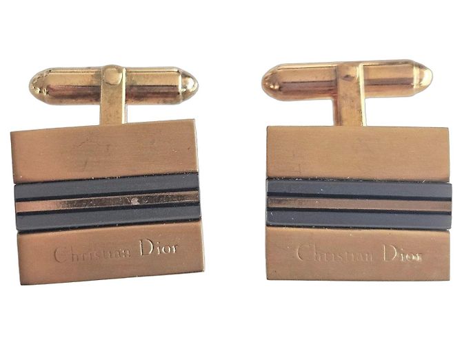Abotoaduras Christian Dior douradas Azul Dourado