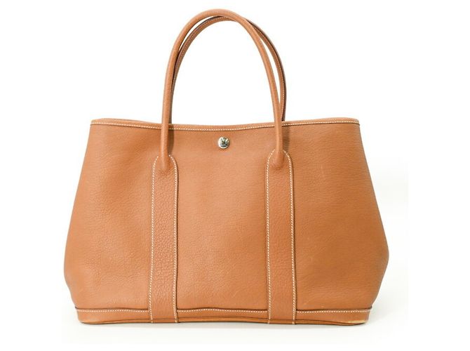 Hermès Sac à main cabas Hermes Garden 36 PM Marron Doré