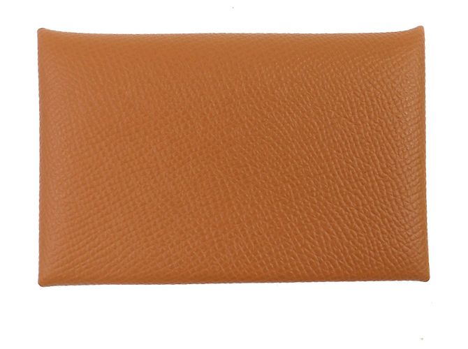 Hermès Hermes Calvi Epsom Leather Card Case Golden
