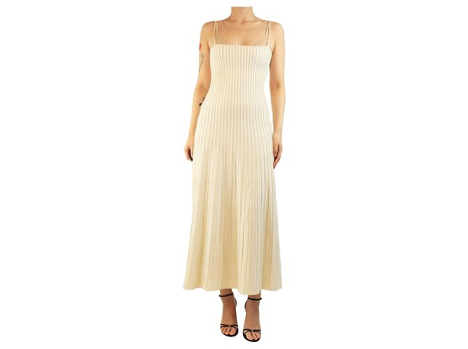 Autre Marque Geripptes Midi-Kleid Carlotta Elfenbein - Größe UK 12 Roh