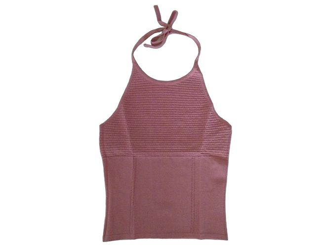 Autre Marque Top Anna Molinari de punto con cuello halter rosa