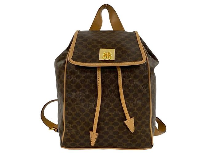 Céline Mochila Celine Vintage Macadam Blazon Triomphe Castaño