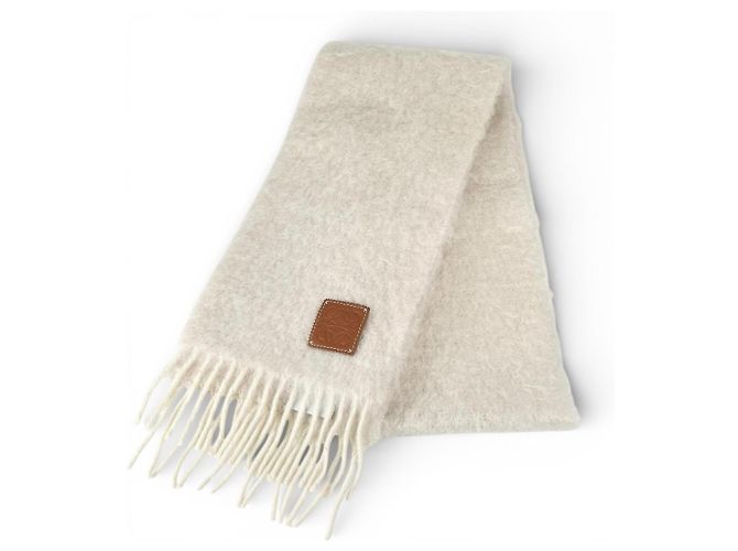 Loewe Mohair-Wollstola Weiß