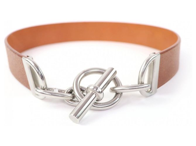 Hermès Hermes Vintage Leather Belt Brown Silvery