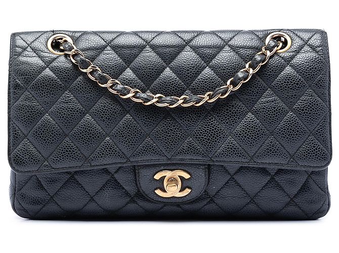Chanel Black Medium Classic Caviar Double Flap Noir