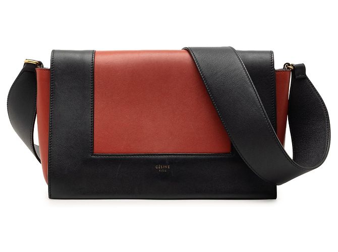 Céline Celine Black Medium Shiny Smooth Calfskin Frame Shoulder Bag