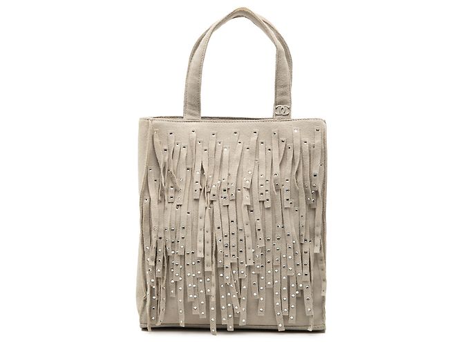 Tote Chanel Mini de ante marrón con tachuelas y flecos Castaño Beige