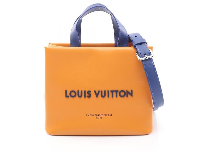 Sac cabas en cuir orange Louis Vuitton