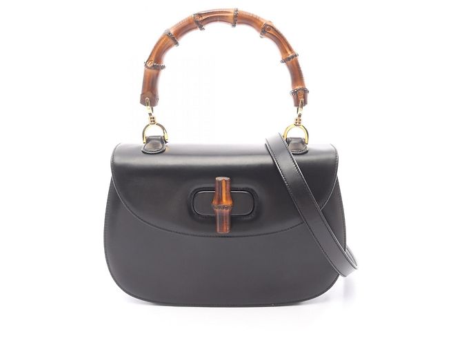 Borsa Gucci Bamboo in pelle nera Nero