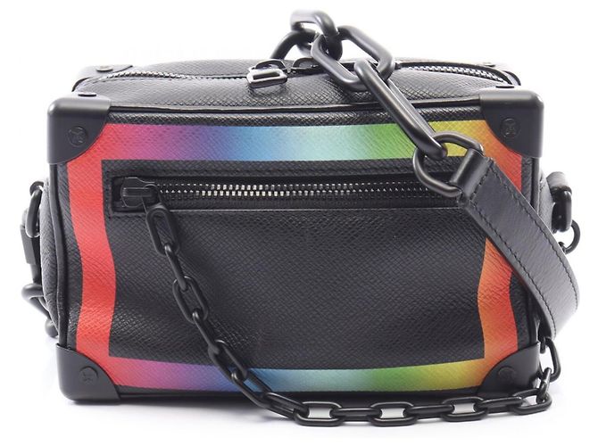 Borsa a tracolla Louis Vuitton Mini Soft Trunk Taiga Rainbow Nero Multicolore