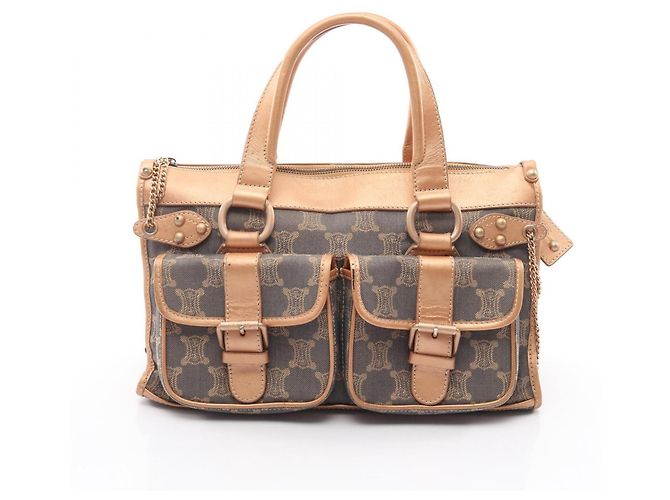 Céline Bolsa Celine Paris Macadam Marrom Azul
