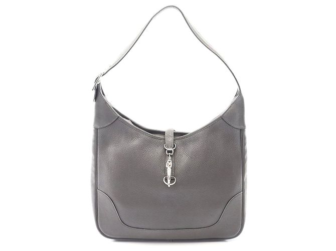 Hermès Bolsa de ombro de couro Hermes Trim 35 Cinza