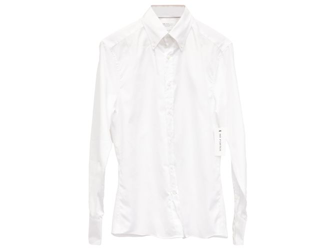 Brunello Cucinelli Solid Slim Fit Button-Down Shirt in White Cotton Cream