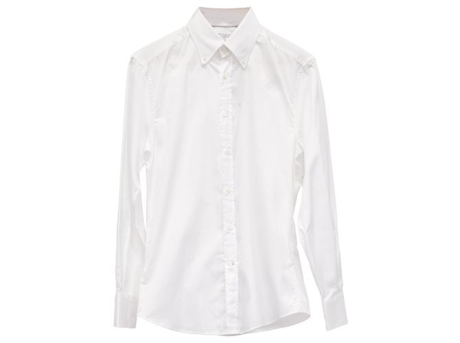 Brunello Cucinelli Solid Slim Fit Button-Down Shirt in White Cotton Cream